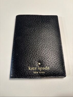 kate spade Black Pebbled Leather Travel Passport Cover